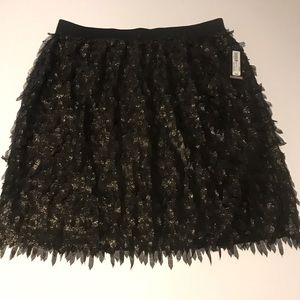 Worthington Black Copper Rose Gold Foil Petal Cocktail Skirt